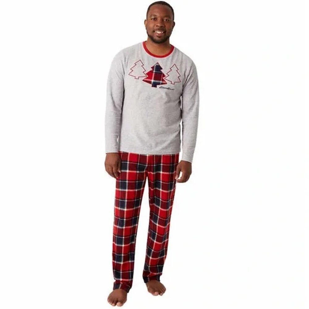 NWT Eddie Bauer Christmas Tree Holiday Flannel Pajamas Set Men Various Sizes‎